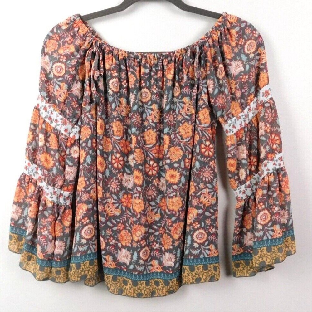 Jessica Simpson Botanical  Floral Off-Shoulder Women's Top size medium